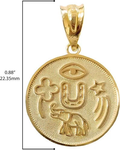 Miniatura 3 de Colgante de oro amarillo de 10 quilates, blanco o rosa, medalla de moneda redonda Talismán – Elección de metal