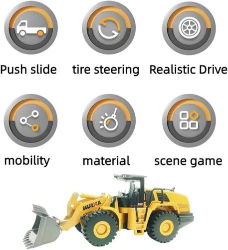 Miniatura 6 de Bulldozer - Juguetes para niños, cargador de metal resistente, juguete de arena/playa con brazo funcional y cubo, realista, perfecto para caja