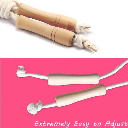 Miniatura 4 de Cuerda de saltar para niños – Mango de madera – Cuerda de saltar ajustable de algodón trenzado para niños pequeños fitness entrenamiento ejercicio