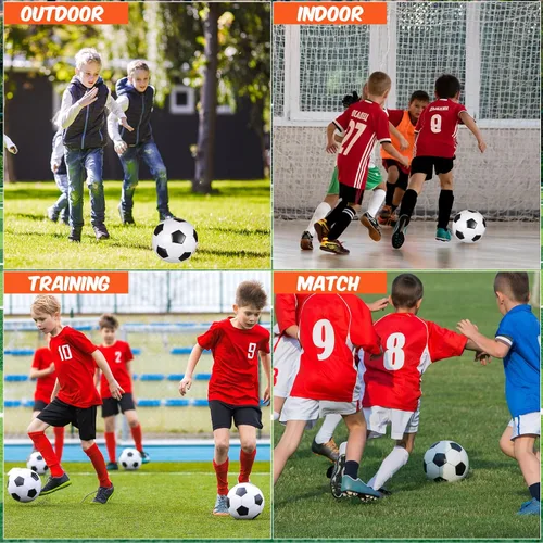 Miniatura 5 de Sotiff 24 pelotas de fútbol a granel con 24 bombas de fútbol desinfladas para niños, adolescentes, fútbol a granel para entrenamiento