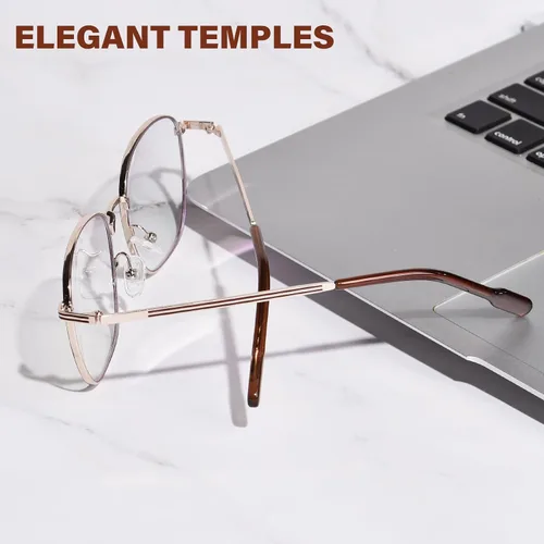 Miniatura 2 de Lentes de bloqueo de luz azul de metal para mujeres y hombres, anteojos cuadrados para computadora, antifatiga ocular y protección UV
