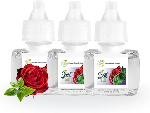 Miniatura 7 de Scent Fill Ambientador 100% natural de cereza y almendra con enchufe, recambios de aceite perfumado, 3 recambios