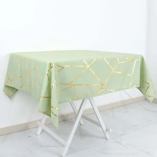 Miniatura 13 de Efavormart - Mantel redondo de poliéster de 120 pulgadas con patrón geométrico dorado Morado
