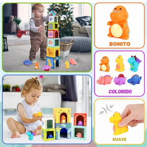 Miniatura 4 de KMTJT Juguetes de clasificación y apilamiento de dinosaurios para niños pequeños y bebés, bloques para niños de 1 a 3 años, juguetes Montessori
