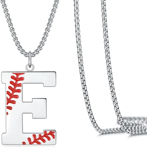 Miniatura 23 de VEEHOO Collar de béisbol para hombres y niños, letra inicial de la A a la Z, joyería de béisbol con colgante de joyería de béisbol para niños