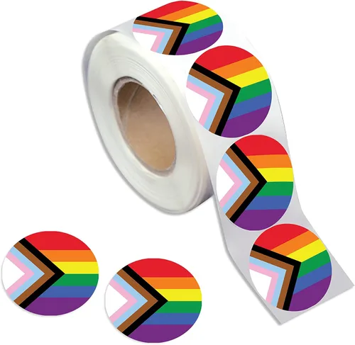 Miniatura 6 de 250 calcomanías de bandera arcoíris de Daniel Quasar Progress Pride para homosexuales, lesbianas, transgénero, conciencia LGBTQ, desfiles y eventos