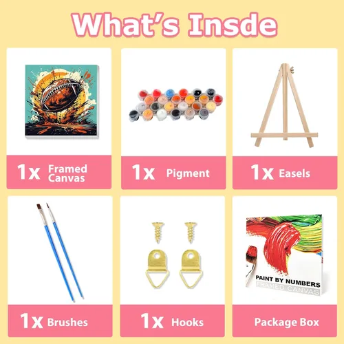 Miniatura 4 de hkejoi Kit de pintura de fútbol por números para niños, pintura de fútbol por números para niños, enmarcado y caballete, pintura por números