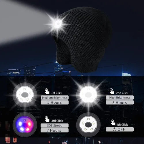 Miniatura 2 de Gorro Bluetooth con auriculares ligeros e inalámbricos, micrófono integrado y altavoces estéreo mejorados con música