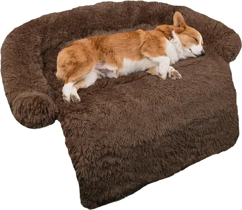 Miniatura 24 de Cama calmante para perro, tapete de felpa esponjoso para perros con protector de muebles con funda extraíble lavable para perros y gatos grandes