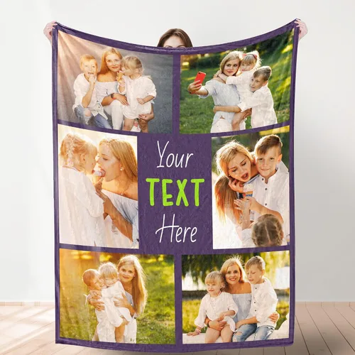 Miniatura 4 de YESCUSTOM Manta de fotos personalizada con 10 textos de fotos, fabricada en Estados Unidos, regalo para familiares, amigos, amantes para cumpleaños