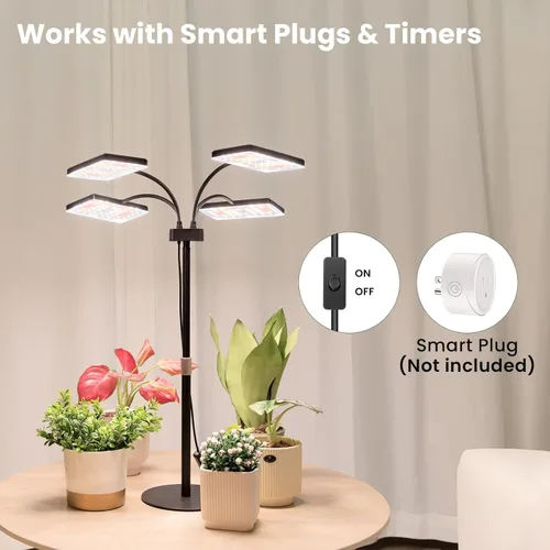 Miniatura 2 de LBW Luz de crecimiento de escritorio para plantas de interior, lámpara de escritorio de espectro completo con 4 cuellos de cisne ajustables, amplia