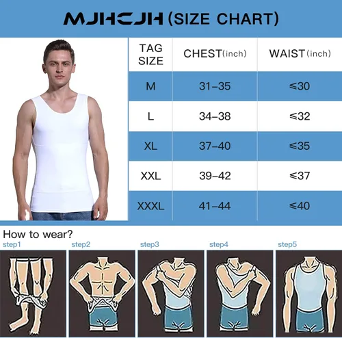 Miniatura 7 de MJHCJH Camiseta de compresión para hombre, chaleco adelgazante, camiseta interior moldeadora de cuerpo, camiseta sin mangas, moldeadora