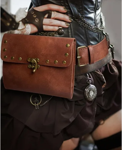 Miniatura 2 de Accesorio de disfraz renacentista, bolsa de cinturón retro, estilo steampunk, medieval, casual, para festivales góticos, cosplay
