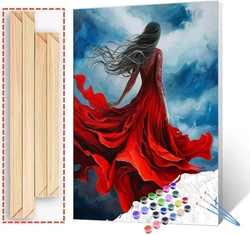 Miniatura 13 de TUMOVO Pintura por números para niñas con flores para adultos, principiantes, mujeres rodeadas de abejas, pintura acrílica por números, pintura
