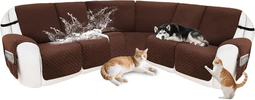 Miniatura 66 de Fundas para sofá modular reclinable, de terciopelo en forma de L, funda de consola central para perros y mascotas, lavable antideslizante, 1 funda