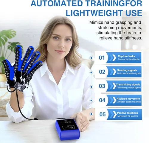 Miniatura 2 de Equipo de rehabilitación de manos, Guantes de terapia para dispositivo de recuperación de mano de accidente cerebrovascular, Guante