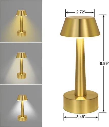 Miniatura 8 de UMEXUS Paquete de 2 Lámparas de Mesa Pequeñas Inalámbricas Recargables, LED a Batería Operadas por Tacto con Atenuación de 3 Colores, Lámparas