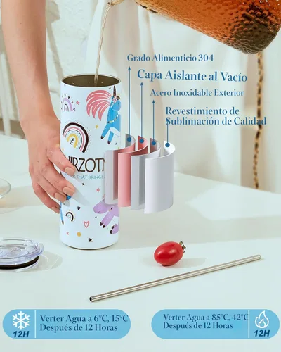 Miniatura 3 de Paquete de 8 Vasos Térmicos de Sublimación de 20 onzas en Blanco Delgados y Rectos al Por Mayor, Vaso Térmico de Sublimación Aislado de Acero