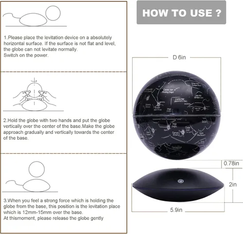 Miniatura 6 de Globo de levitación magnético con luz LED, globos flotantes, bola de constelación, luz nocturna, tecnología fresca, regalo educativo para niños
