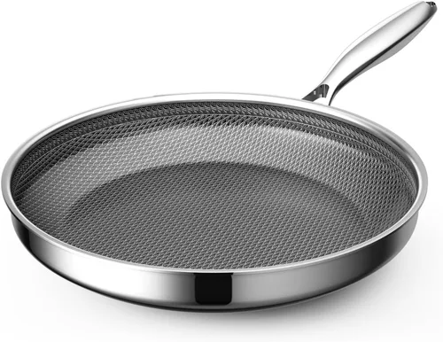 Sartén antiadherente híbrida de 10 pulgadas, sartén antiadherente, sin PFAS PFOA PTFE, mango que se mantiene frío, apto para lavavajillas, apto para
