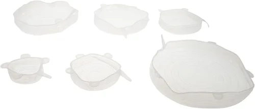 6 fundas elásticas de silicona de grado alimenticio, tapas herméticas flexibles para almacenamiento de alimentos, conservación de frescura y uso en