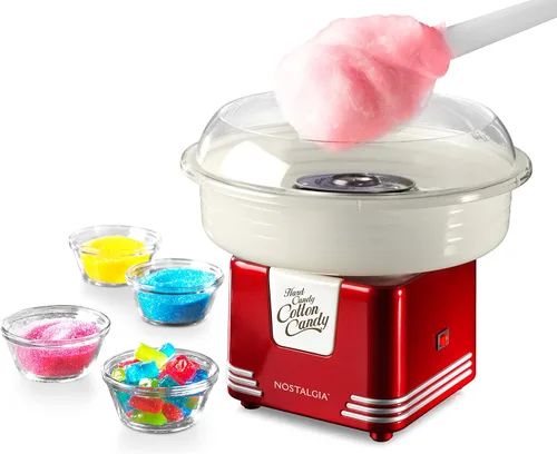 Nostalgia - Máquina de algodón de azúcar, máquina retro de algodón de azúcar para niños con 2 conos reutilizables, 1 cuchara de azúcar y 1 cabezal