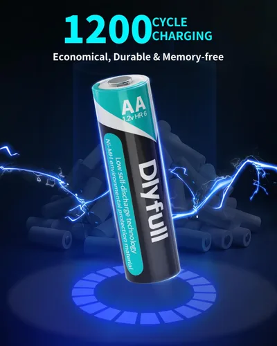 Miniatura 4 de DLYPOW Baterías AA recargables, baterías recargables AA de alta capacidad de 2800 mAh con baja autodescarga, baterías dobles A de larga duración