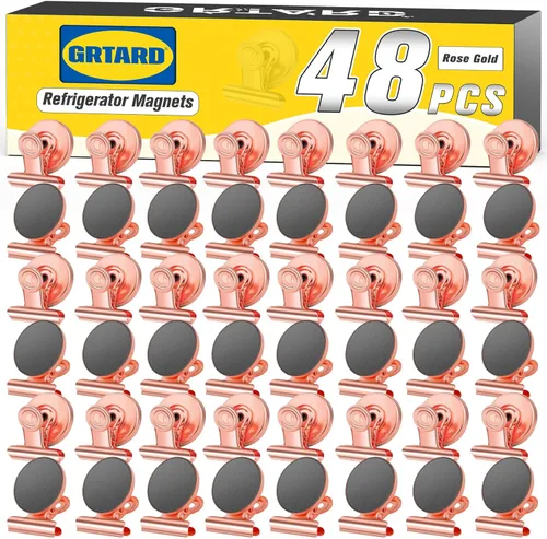 Miniatura 36 de Grtard Paquete de 12 clips magnéticos, imanes de nevera, clips magnéticos fuertes resistentes, clip magnético para pizarra blanca para oficina, Negro