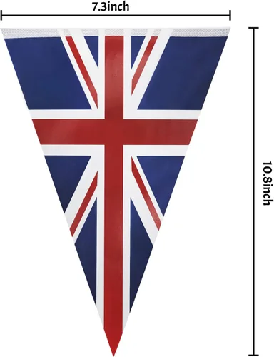 Miniatura 7 de Union Jack Banderines de papel de 8.2 ft/8.2 pies de largo con 10 banderas triangulares banderines británicos decoración de fiesta británico Reino