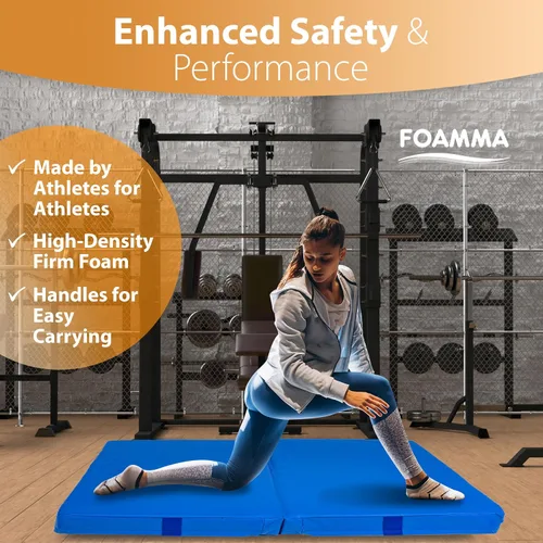 Miniatura 4 de Foamma Colchoneta de gimnasia – 4 pulgadas x 2 pies x 6 pies, almohadilla de aterrizaje plegable azul para niños y adultos, de alta densidad e