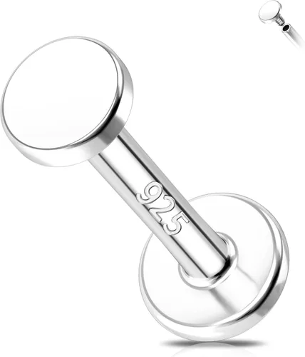 Miniatura 11 de Melighting Aretes de hélice de plata esterlina 925 para cartílago, roscados internamente, tragus, aretes de espalda plana, 6/0.315 in, piercing