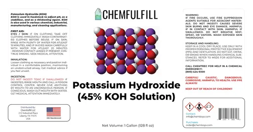 Miniatura 5 de Hidróxido de potasio Chemfulfill 45% – (KOH 45%) (galón (128 fl oz))