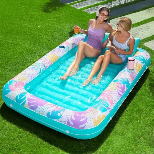 Miniatura 15 de Flotador inflable de bronceado para piscina Sloosh, 70 x 46 pulgadas, flotadores de piscina para adultos con almohada, 4 en 1, balsa de baño de sol