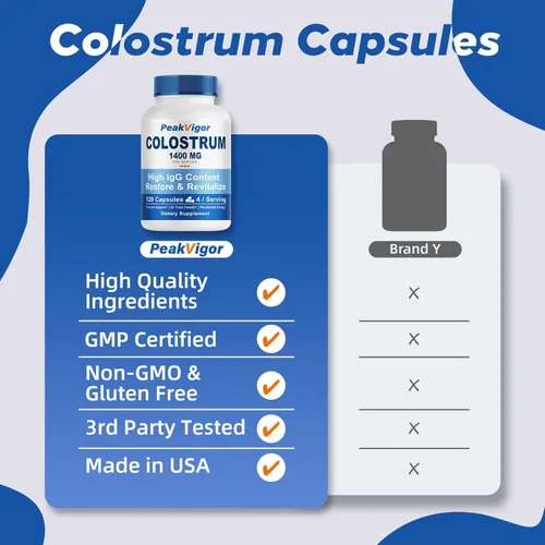 Miniatura 7 de Cápsulas de calostro bovino orgánico, suplemento de calostro de 1400 mg en polvo para apoyo inmunológico e intestinal, apoyo energético, salud