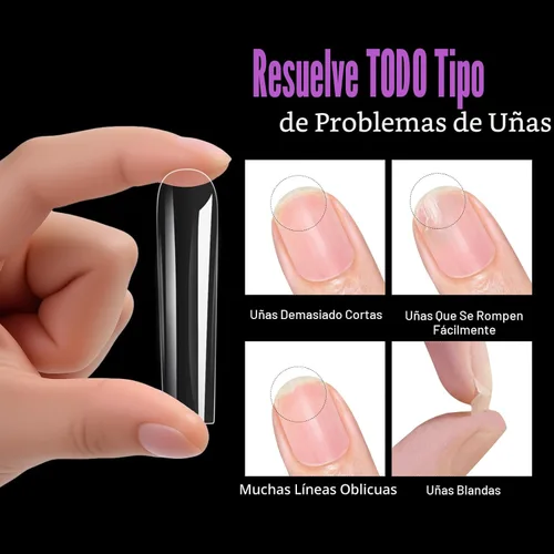 Miniatura 5 de Puntas de uñas largas cuadradas, 240 puntas de uñas de gel suave de cobertura completa, pregrabadas, 3XL, cuadradas transparentes, acrílicas