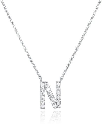 Miniatura 133 de PAVOI 14K White Gold Plated Cubic Zirconia Initial Necklace Letter Dainty Necklaces for Women