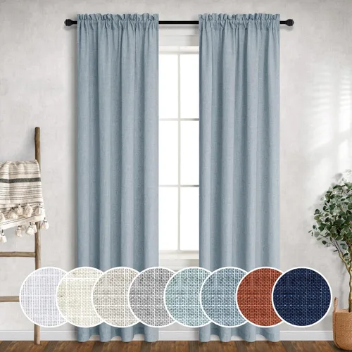 Miniatura 73 de Cortinas blancas puras de 38 pulgadas de ancho para dormitorio, juego de 2 paneles de cortinas de privacidad con bolsillo para barra, cortinas