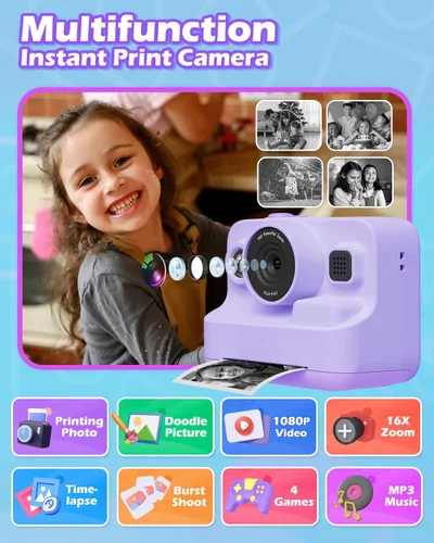 Miniatura 2 de Juguetes de Cámara Instantánea para Niños de 3-12 años, Regalo de Navidad y Cumpleaños para Niñas y Niños - Cámara Digital para Niños con Pantalla