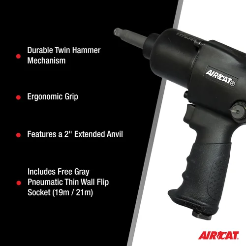 Miniatura 5 de AIRCAT 1431-2 1/2" Impacto con yunque de 2", negro