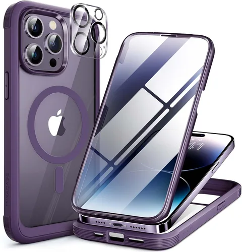 Miniatura 54 de Miracase Funda para iPhone 13 de 6.1 pulgadas, [sin burbujas] funda de teléfono de cuerpo completo con pantalla de vidrio completa integrada, sin