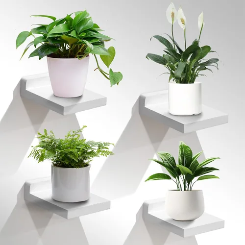 Miniatura 8 de Estante pequeño de pared, mini estantes flotantes para pared de 4 pulgadas, juego de 4, estante de decoración de exhibición para dormitorio, baño