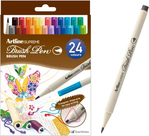 Miniatura 9 de Artline SUPREME - Bolígrafos de pincel Certificado AP seguro para niños Tinta resistente a la desenfoque EPFS-F Punta de pincel flexible que