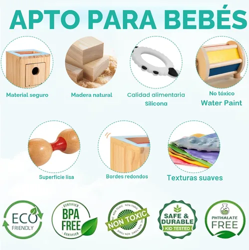 Miniatura 7 de WOODMAM Juguetes Montessori para bebés de 0 a 6 meses, juguetes educativos sensoriales de aprendizaje 9 en 1 para recién nacidos de 0 a 3-6 meses