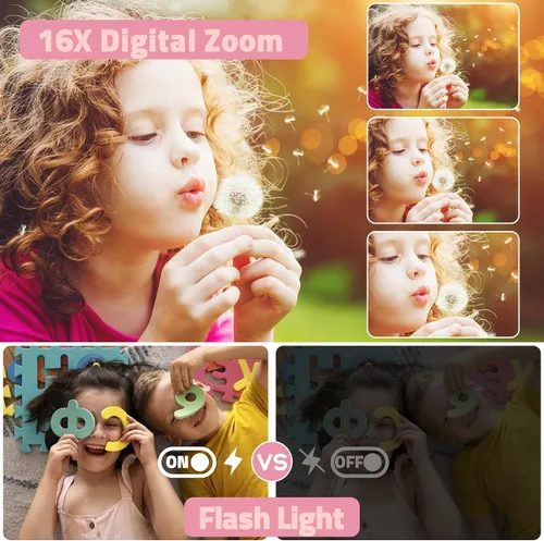 Miniatura 5 de Cámara digital, cámara compacta FHD 1080P con tarjeta de 32 GB, cámara de 48 MP LCD de 2.4 pulgadas, zoom digital 16X para niños, estudiantes