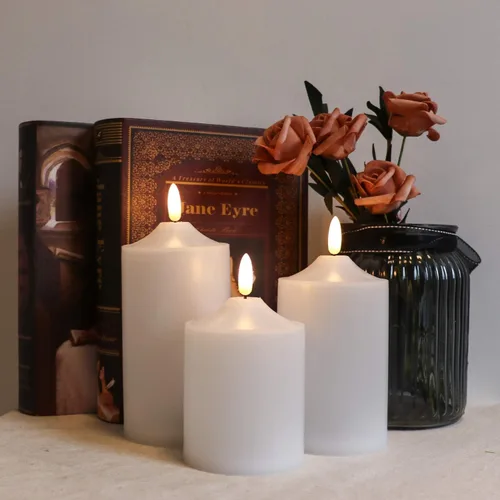 Miniatura 4 de Eldnacele Velas LED parpadeantes sin llama impermeables para exteriores con temporizador remoto, funciona con pilas, velas de plástico con mecha 3D