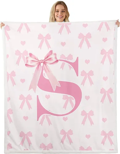 Miniatura 27 de Manta de franela rosa con lazo, estilo princesa, manta de forro polar de ensueño para decoración del hogar, sofá, sofá, manta romántica de forro