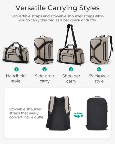 Miniatura 2 de Mochila de gimnasio para hombres, deportes y viajes de fin de semana, bolsa de viaje convertible 4 en 1 con compartimento para zapatos y bolsillo