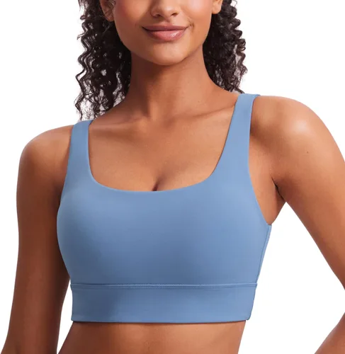 Miniatura 22 de CRZ YOGA Butterluxe - Brasier deportivo con espalda en U para mujer, cuello redondo, acolchado, de bajo impacto, para yoga, entrenamiento