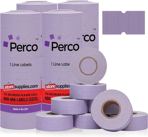 Miniatura 11 de Etiquetas azules Perco de 1 línea - 8 rollos, 1 funda, 8,000 etiquetas en blanco para pistolas de precio y fecha de 1 línea Perco - Fabricadas