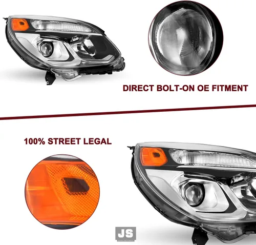 Miniatura 4 de JSBOYAT Par de faros delanteros halógenos Chevy Equinox 2016 2017, par de proyectores, estilo OE, conjunto de faros delanteros de fábrica